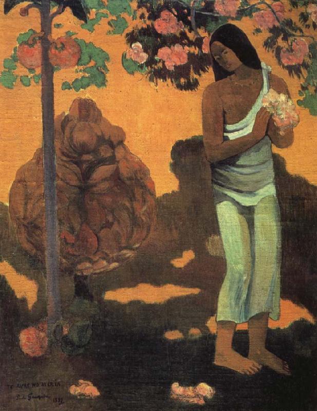 Paul Gauguin Woman Holding Flowers oil painting image